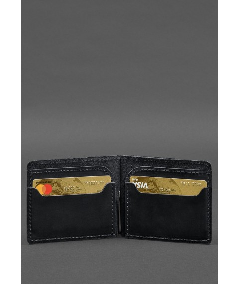 Leather wallet 13.0 clip Black Crazy Horse