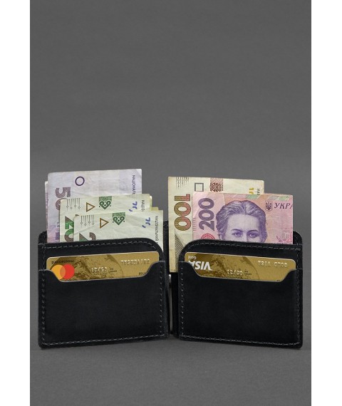 Leather wallet 13.0 clip Black Crazy Horse