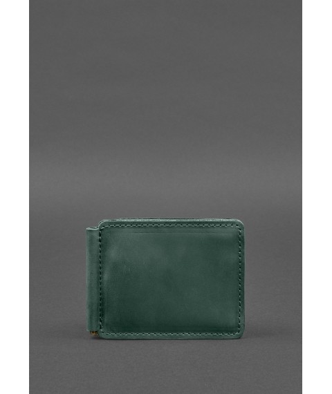 Leather wallet 13.0 clip Green Crazy Horse