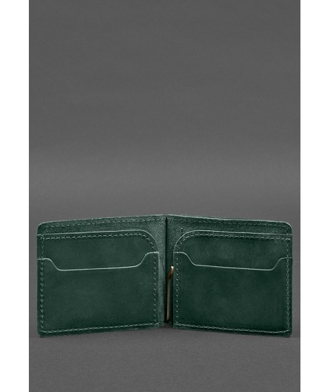 Leather wallet 13.0 clip Green Crazy Horse