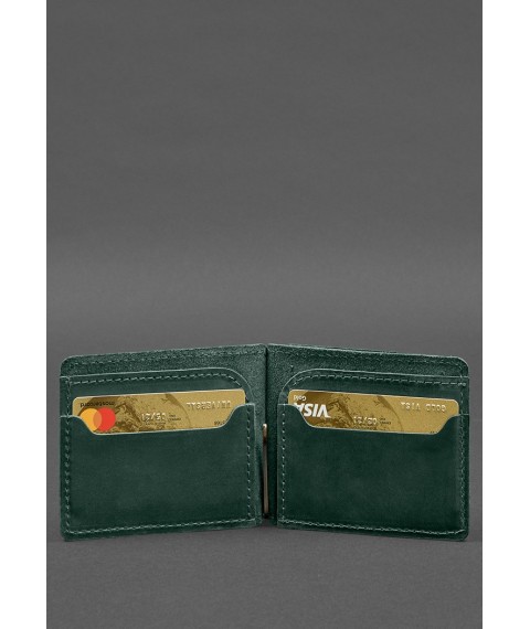 Leather wallet 13.0 clip Green Crazy Horse