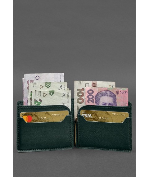 Шкіряне портмоне 13.0 затискач зелений краст