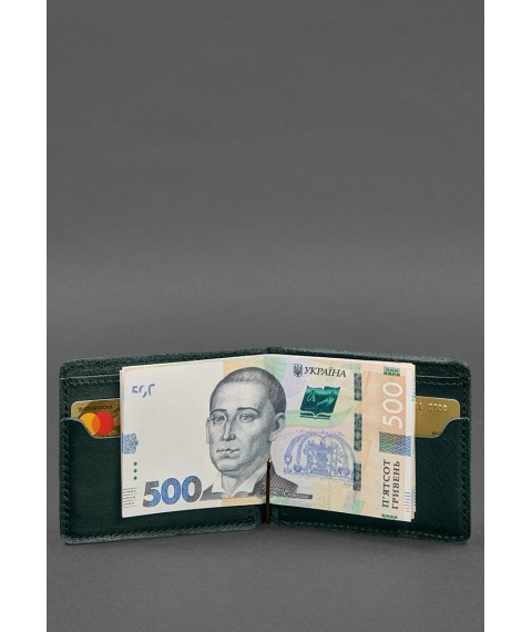 Шкіряне портмоне 13.0 затискач зелений краст