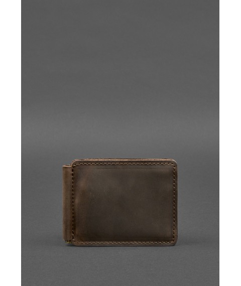 Leather wallet 13.0 clip dark brown Crazy Horse