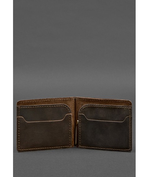 Leather wallet 13.0 clip dark brown Crazy Horse