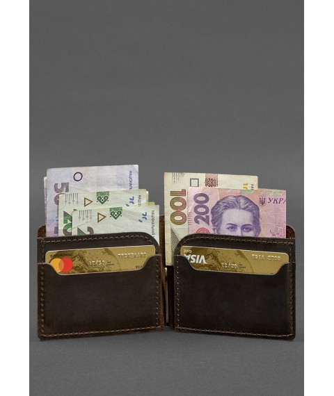 Leather wallet 13.0 clip dark brown Crazy Horse