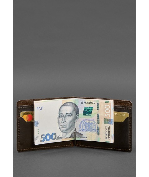 Leather wallet 13.0 clip dark brown Crazy Horse