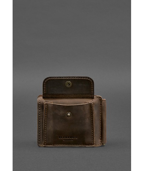Leather wallet 13.0 clip dark brown Crazy Horse
