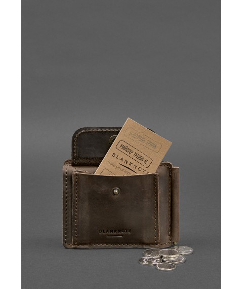 Leather wallet 13.0 clip dark brown Crazy Horse