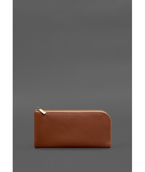 Leather wallet with zipper 14.1 light brown
