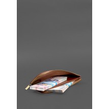 Кожаное портмоне-купюрник на молнии 14.1 светло-коричневое