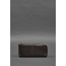 Кожаное портмоне-купюрник на молнии 14.0 темно-коричневое