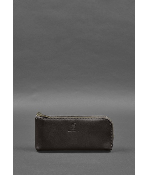 Leather wallet with zipper 14.0 dark brown