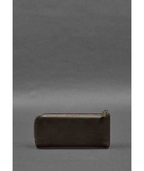 Кожаное портмоне-купюрник на молнии 14.0 темно-коричневое