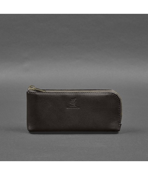 Leather wallet with zipper 14.0 dark brown