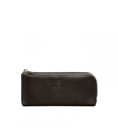 Leather wallet with zipper 14.0 dark brown