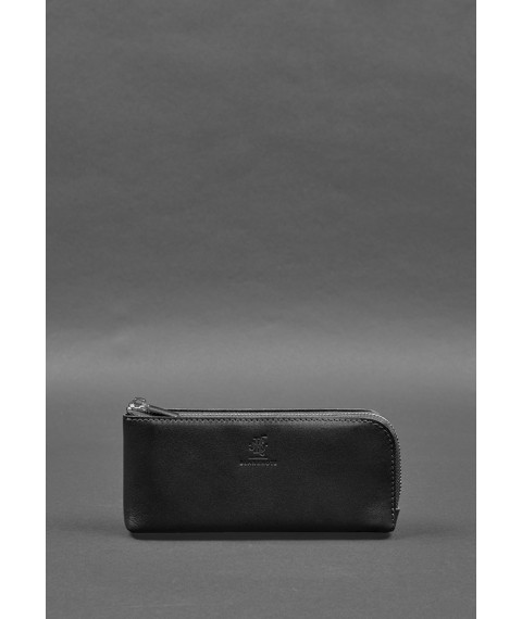 Кожаное портмоне-купюрник на молнии 14.0 Черное