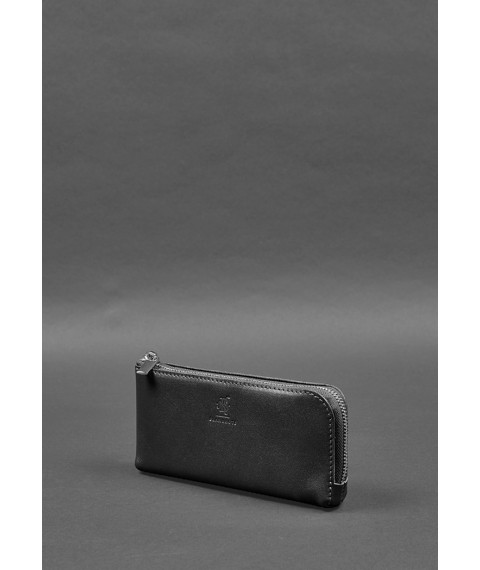 Leather wallet with zipper 14.0 Black