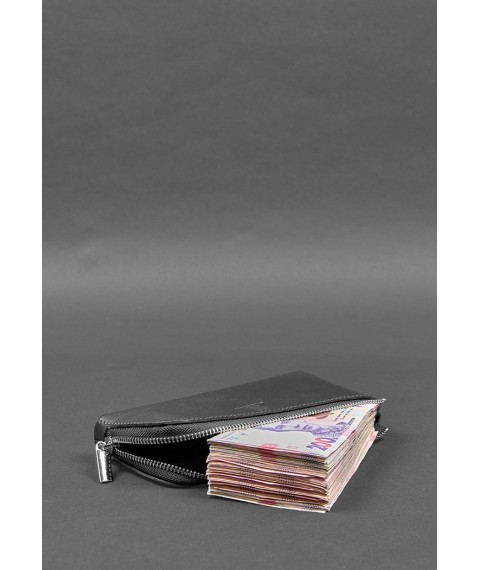 Leather wallet with zipper 14.0 Black