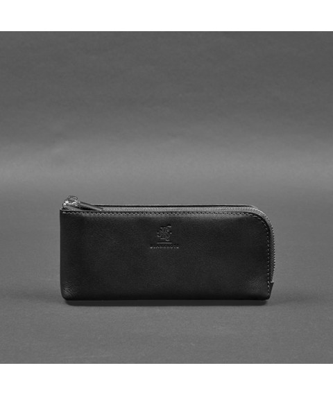 Leather wallet with zipper 14.0 Black