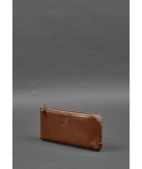 Leather wallet with zipper 14.0 light brown