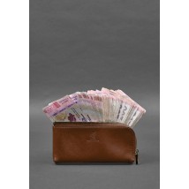 Leather wallet with zipper 14.0 light brown