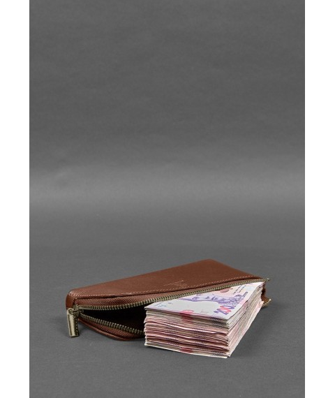 Leather wallet with zipper 14.0 light brown