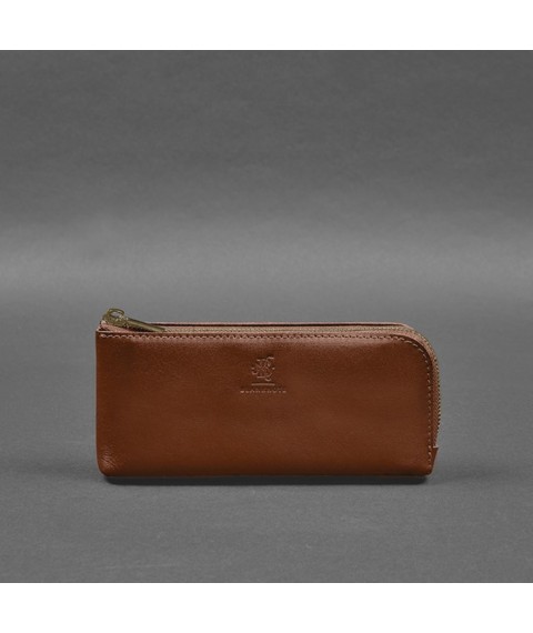 Leather wallet with zipper 14.0 light brown