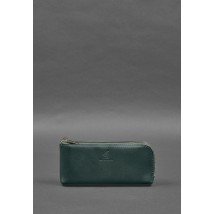 Шкіряне портмоне-купюрник на блискавці 14.0 зелений