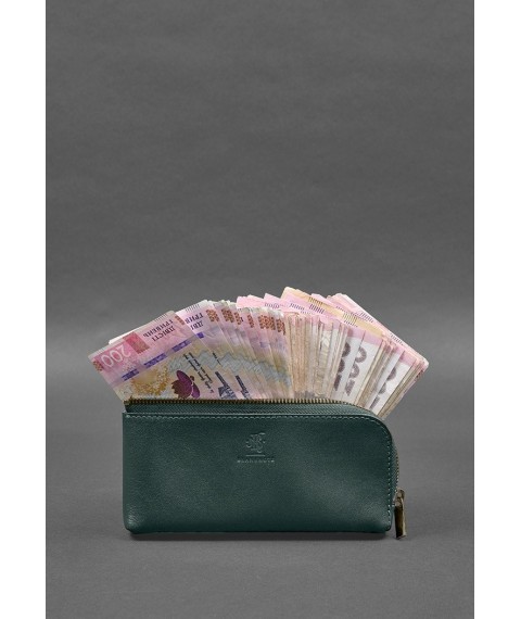 Leather wallet with zipper 14.0 green