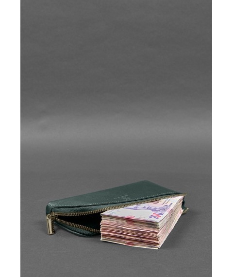Leather wallet with zipper 14.0 green