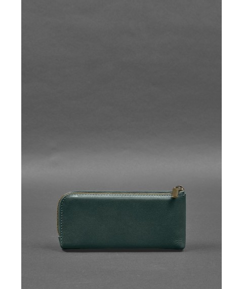 Шкіряне портмоне-купюрник на блискавці 14.0 зелений