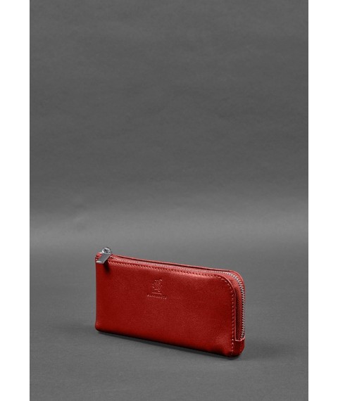 Leather wallet with zipper 14.0 red