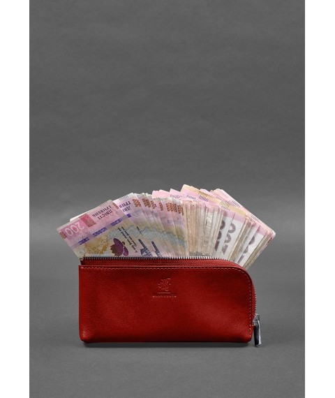 Leather wallet with zipper 14.0 red