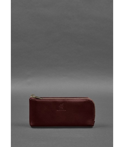 Leather wallet with zipper 14.0 burgundy