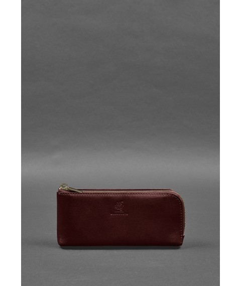 Leather wallet with zipper 14.0 burgundy