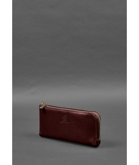 Leather wallet with zipper 14.0 burgundy