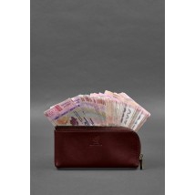 Leather wallet with zipper 14.0 burgundy