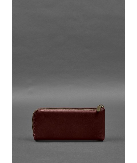 Leather wallet with zipper 14.0 burgundy