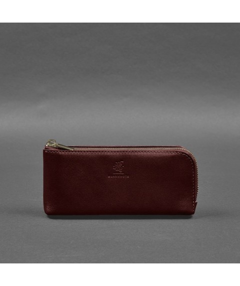 Leather wallet with zipper 14.0 burgundy