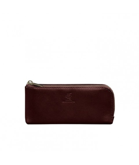 Leather wallet with zipper 14.0 burgundy