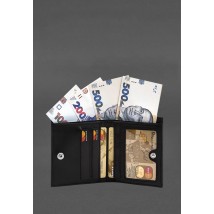 Кожаное портмоне на кнопке Brut черное краст