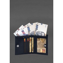 Leather wallet with Brut button, blue crust