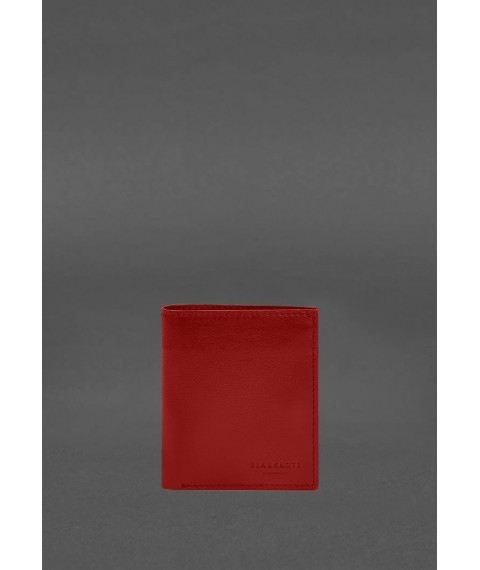 Leather wallet with Brut button red crust
