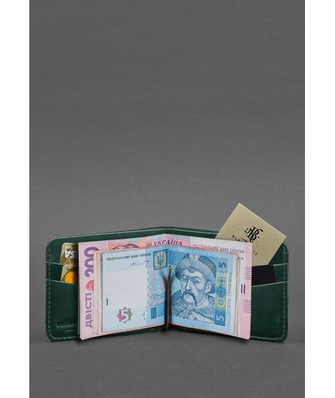 Leather wallet 4.4 (with clip) green Crazy Horse