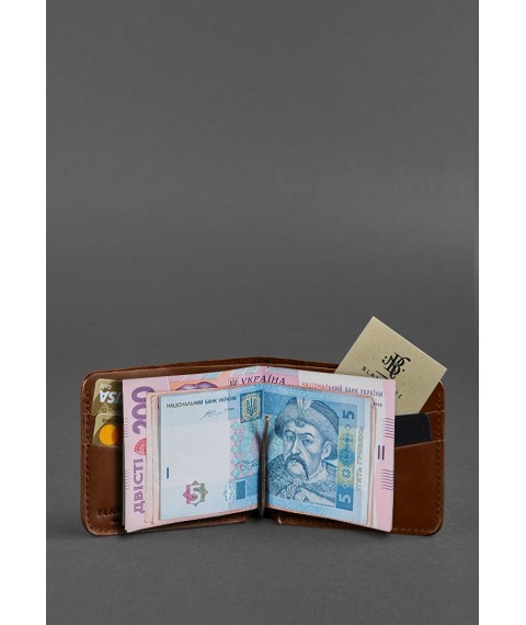 Leather wallet 4.4 (with clip) light brown