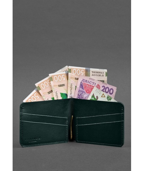 Leather wallet 4.4 (with clip) green crust