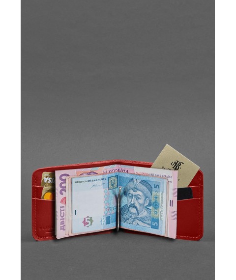 Leather wallet 4.4 (with clip) red crust