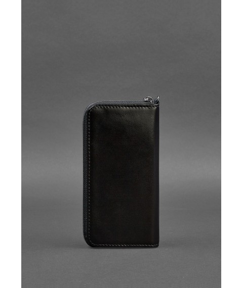 Leather wallet with zipper 6.1 Black