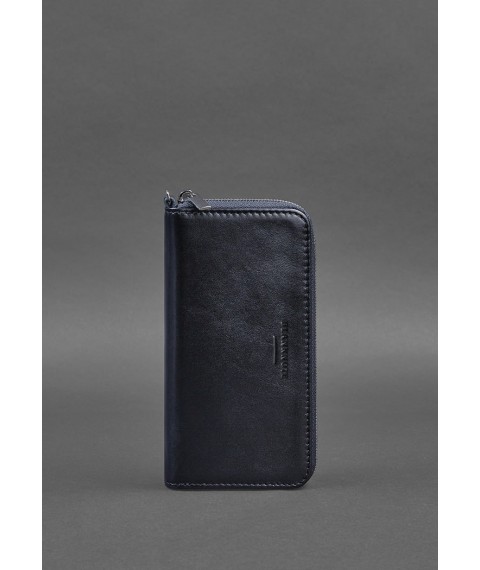 Leather wallet with zipper 6.1 Dark blue